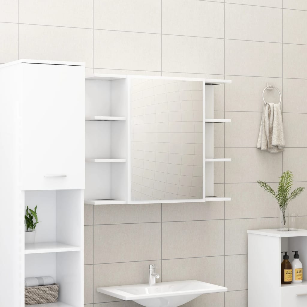 vidaXL Koupelnová skříňka se zrcadlem bílá 80 x 20
