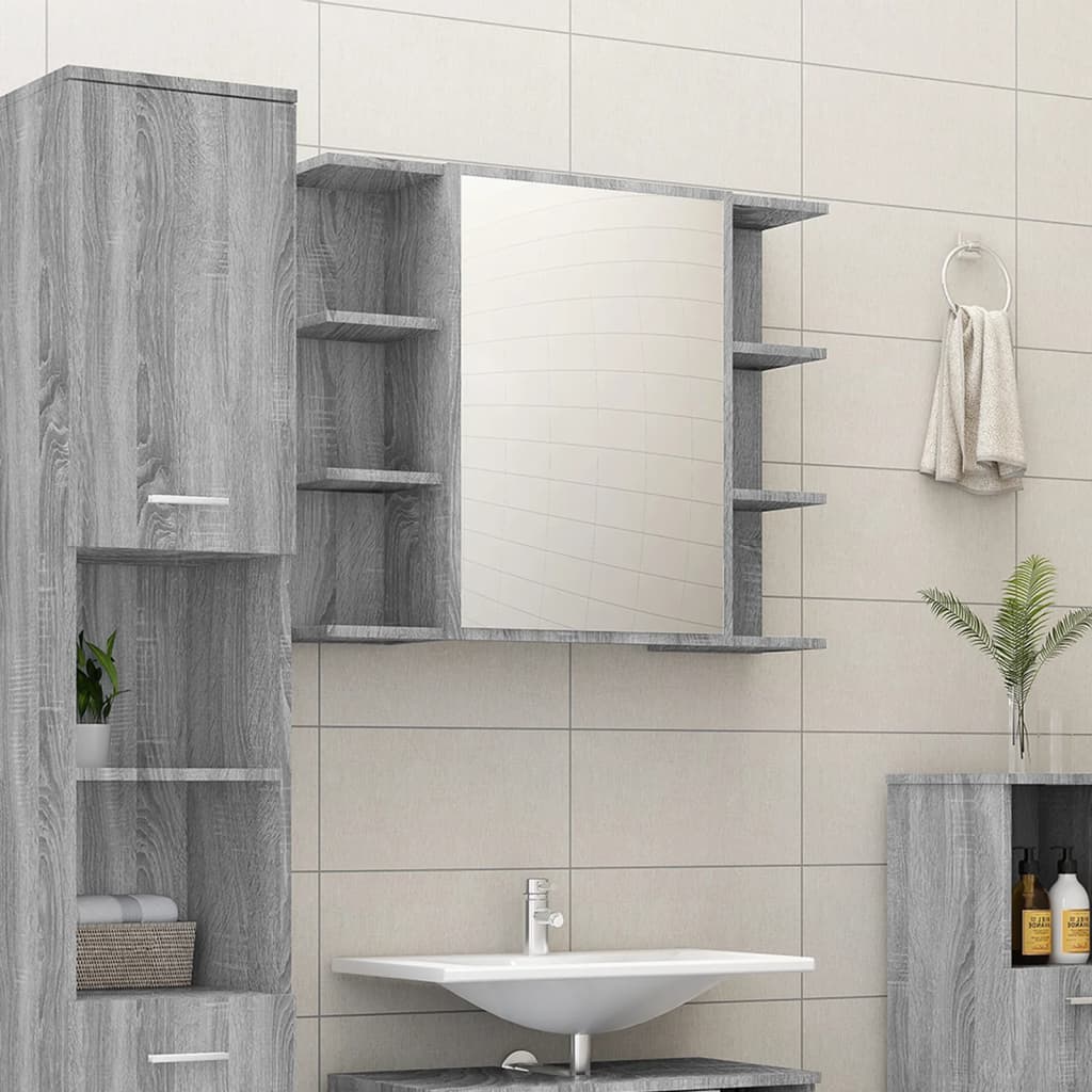 vidaXL Koupelnová zrcadlová skříňka šedá sonoma 80x20