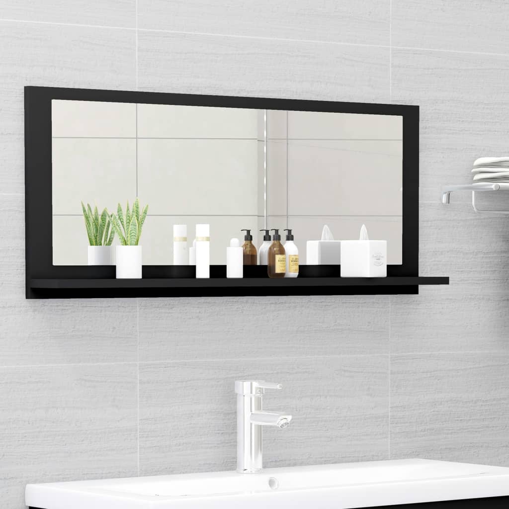 vidaXL Koupelnové zrcadlo černé 90 x 10