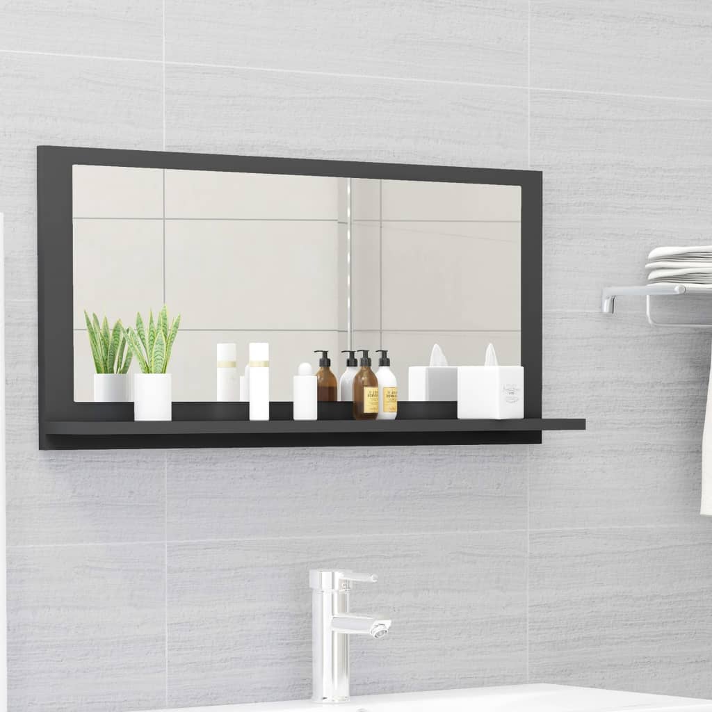 vidaXL Koupelnové zrcadlo šedé 80 x 10