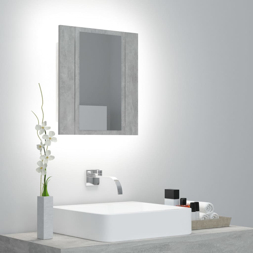 vidaXL LED koupelnová skřínka se zrcadlem betonově šedá 40x12x45 cm