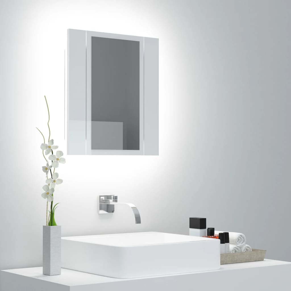 vidaXL LED koupelnová skříňka se zrcadlem lesklá bílá 40x12x45cm akryl