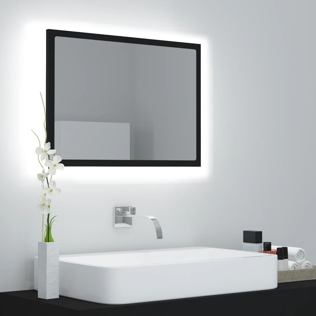 vidaXL LED koupelnové zrcadlo černé 60 x 8