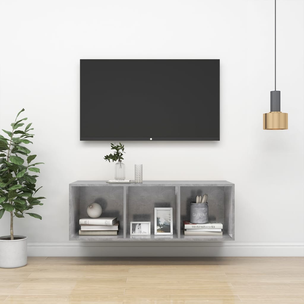 vidaXL Nástěnná TV skříňka betonově šedá 37 x 37 x 107 cm dřevotříska