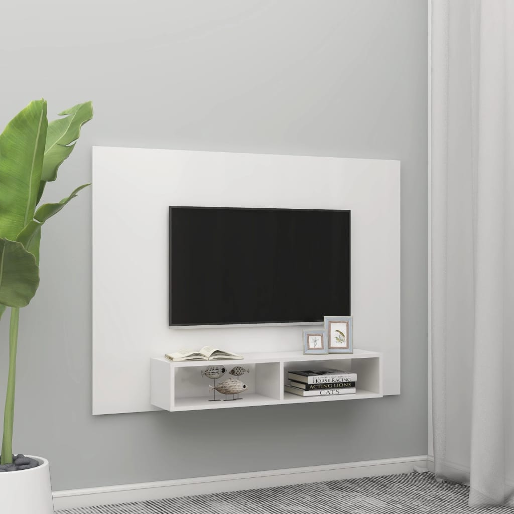 vidaXL Nástěnná TV skříňka bílá vysoký lesk 135x23