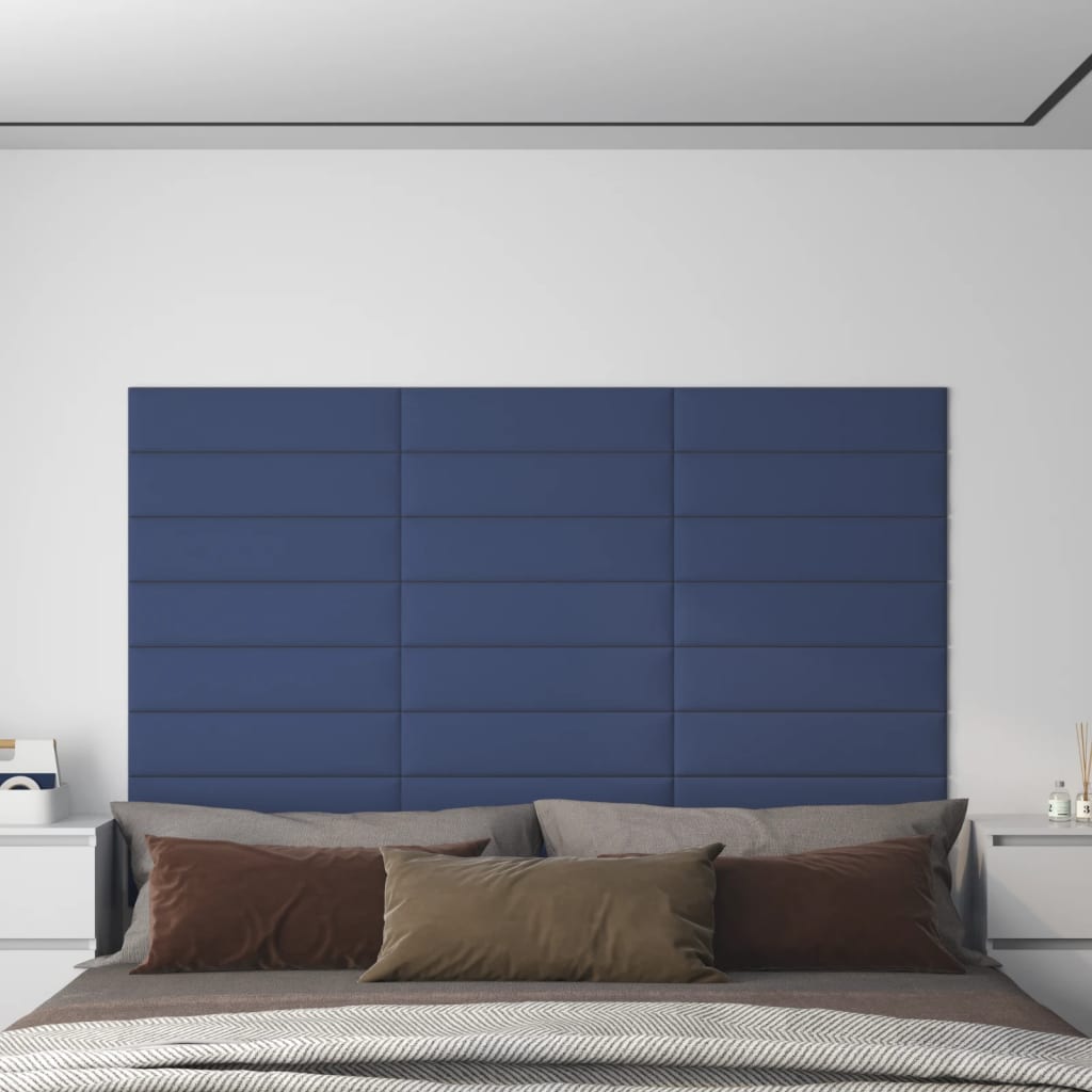 vidaXL Nástěnné panely 12 ks modré 60 x 15 cm textil 1