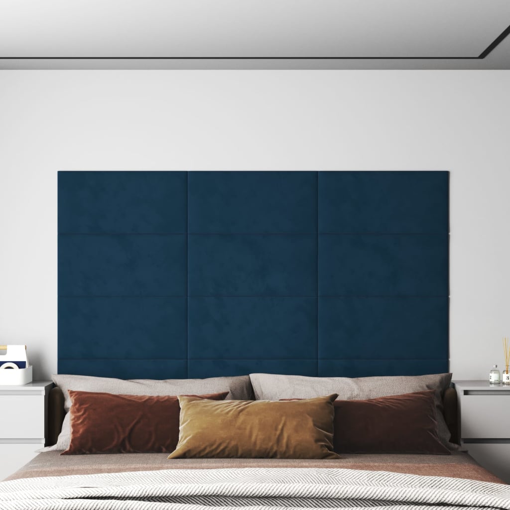 vidaXL Nástěnné panely 12 ks modré 60 x 30 cm samet 2
