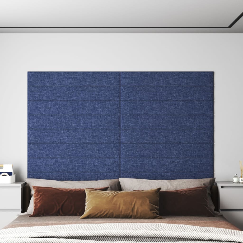 vidaXL Nástěnné panely 12 ks modré 90 x 15 cm textil 1