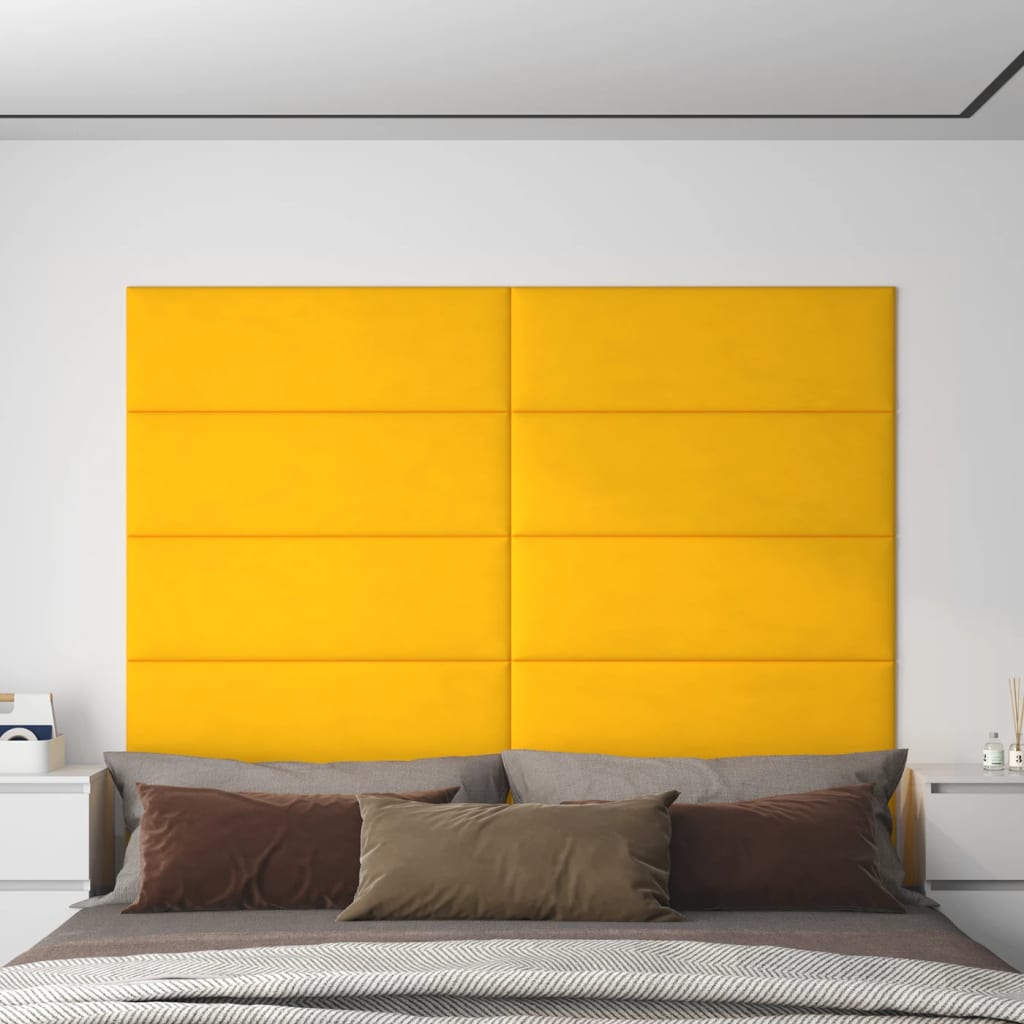 vidaXL Nástěnné panely 12 ks žluté 90 x 30 cm samet 3