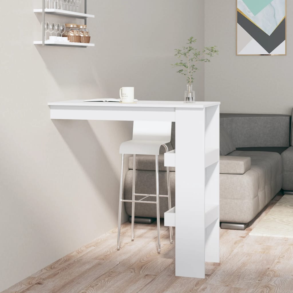 vidaXL Nástěnný barový stolek bílý s vysokým leskem 102x45x103