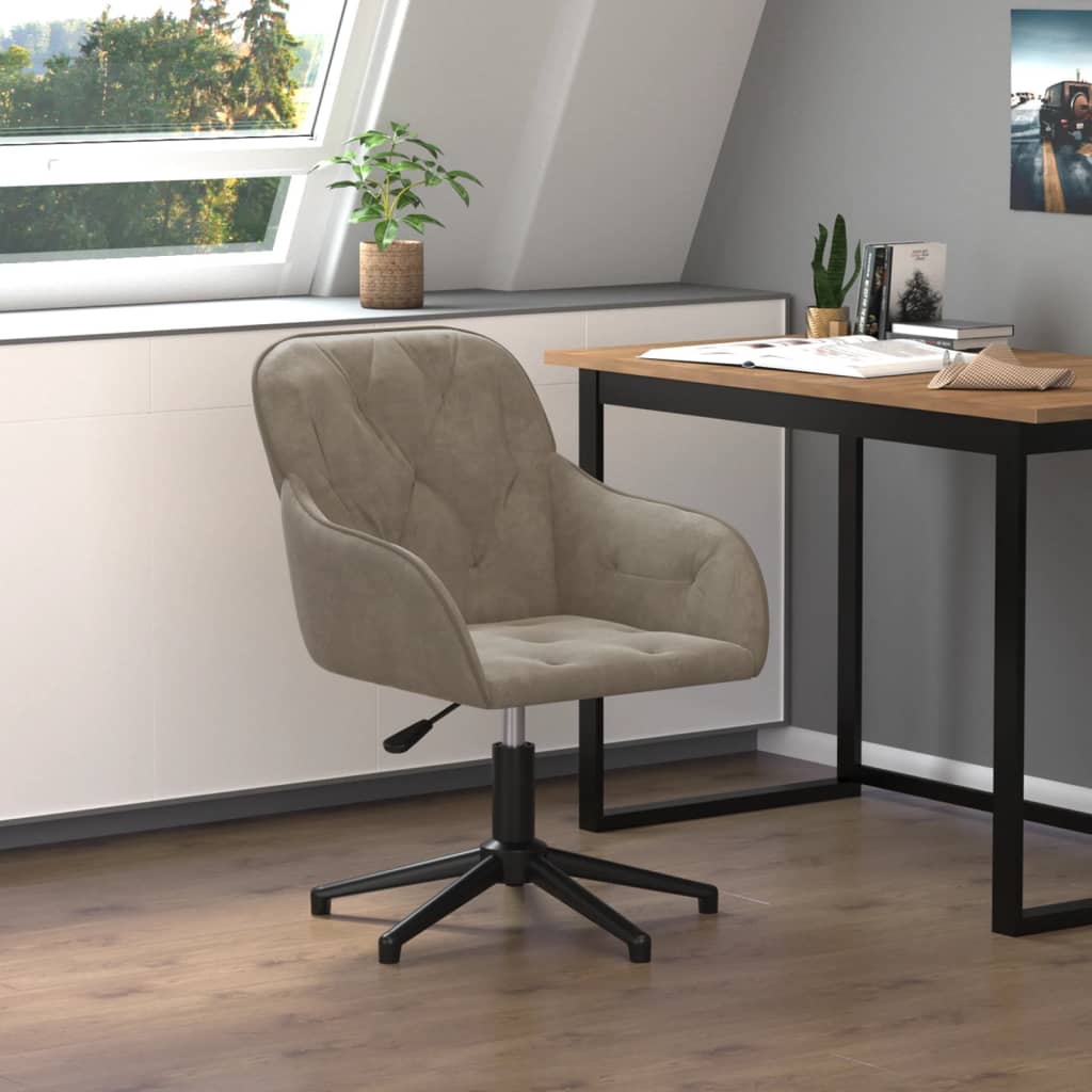 vidaXL Otočná kancelářská židle světle šedá samet