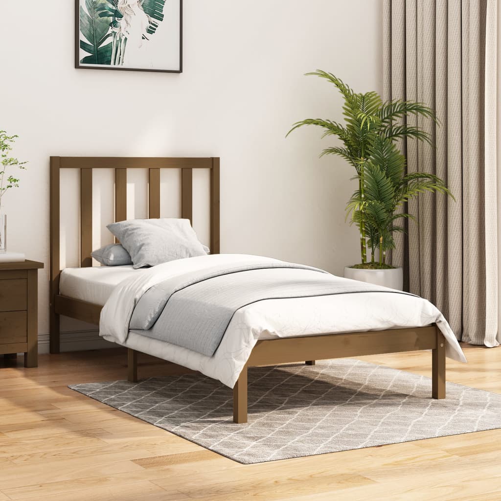vidaXL Rám postele medově hnědý masivní borovice 90 x 190 cm Single