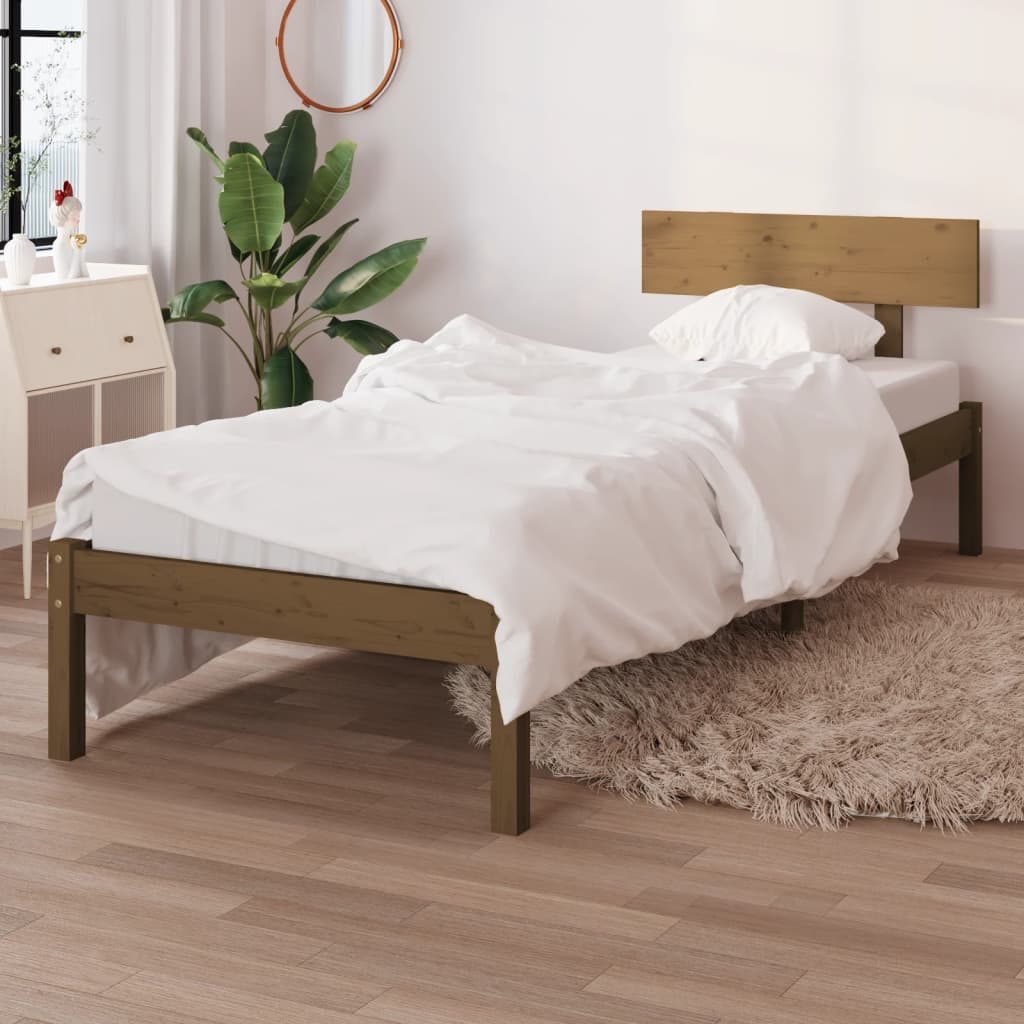 vidaXL Rám postele medový masivní borovice 75 x 190 cm UK Small Single