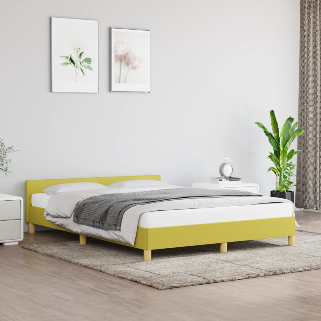 vidaXL Rám postele s čelem zelený 140 x 200 cm textil