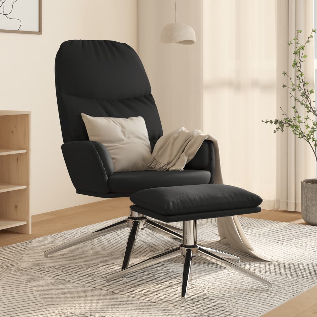 vidaXL Relaxační křeslo se stoličkou černé umělá semišová kůže