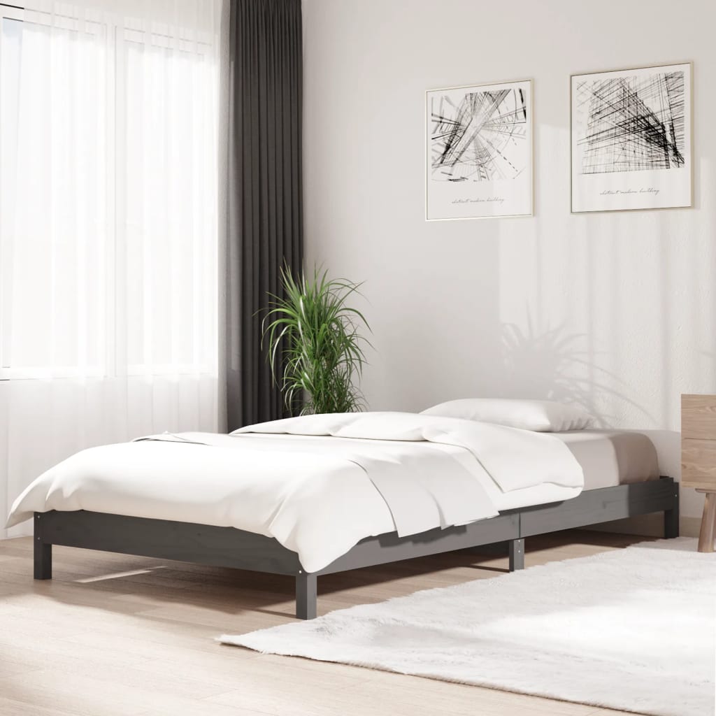 vidaXL Stohovatelná postel šedá 90 x 190 cm masivní borovice