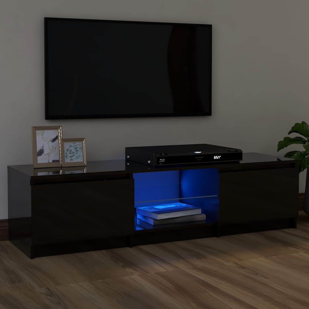 vidaXL TV skříňka s LED osvětlením černá vysoký lesk 120x30x35