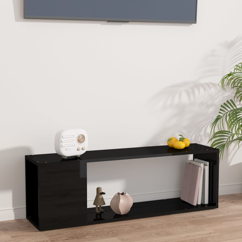 vidaXL TV stolek černý s vysokým leskem 100 x 24 x 32 cm dřevotříska