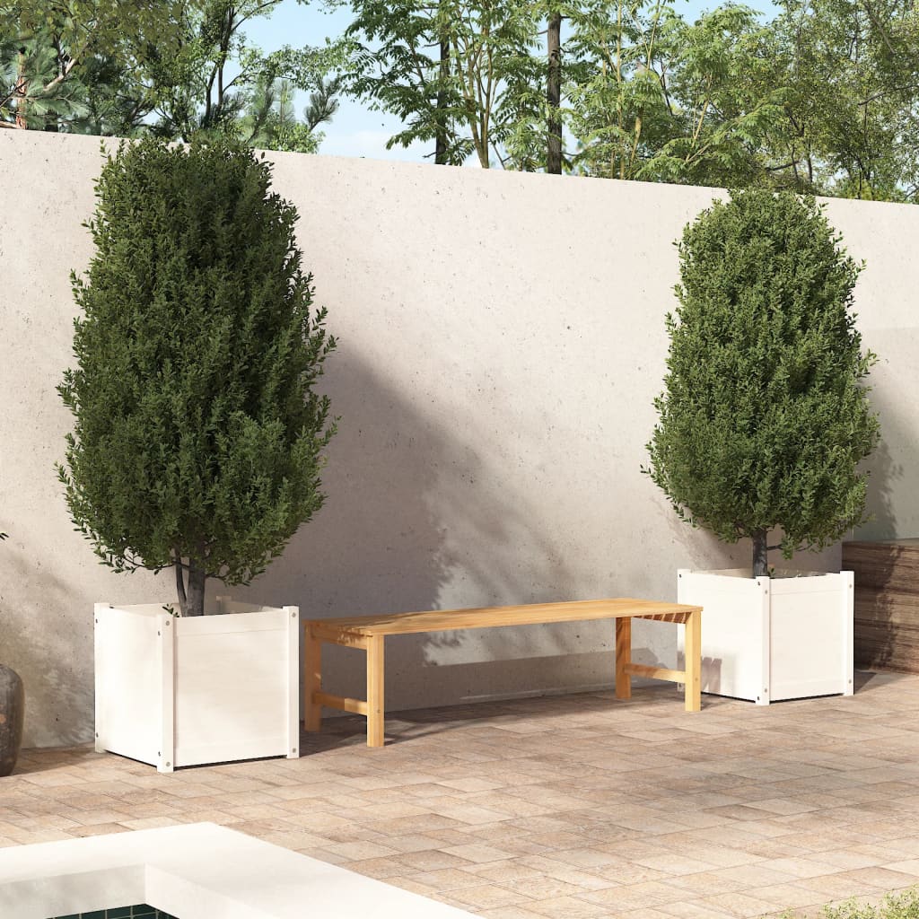 vidaXL Zahradní truhlíky 2 ks bílé 50 x 50 x 50 cm masivní borovice