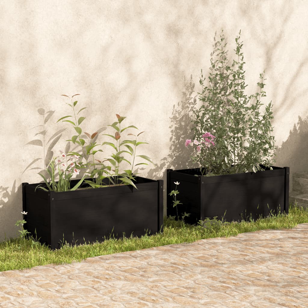 vidaXL Zahradní truhlíky 2 ks černé 100 x 50 x 50 cm masivní borovice