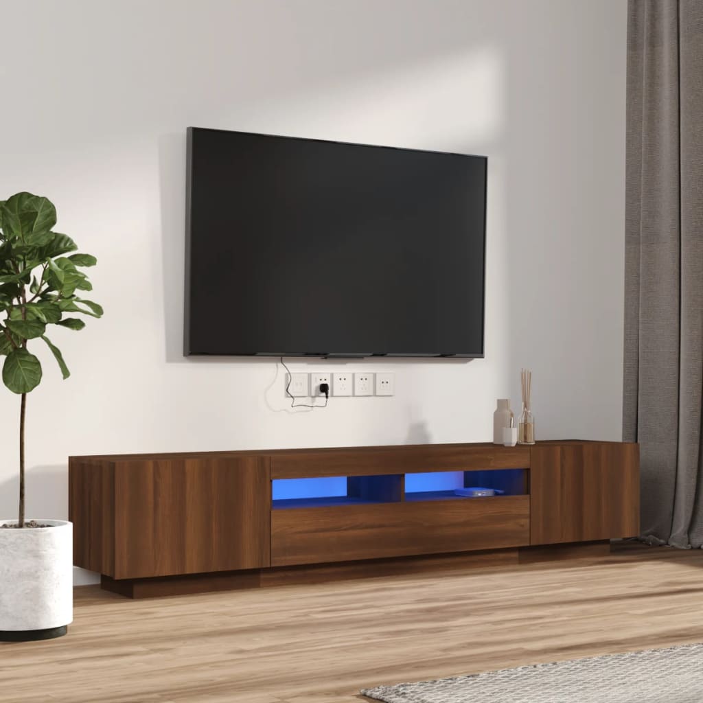 vidaXL 2dílný set TV skříněk s LED světly hnědý dub kompozitní dřevo