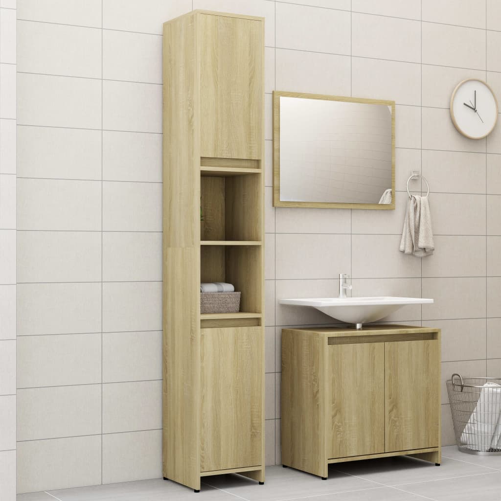 vidaXL 3dílný set koupelnového nábytku dub sonoma dřevotříska