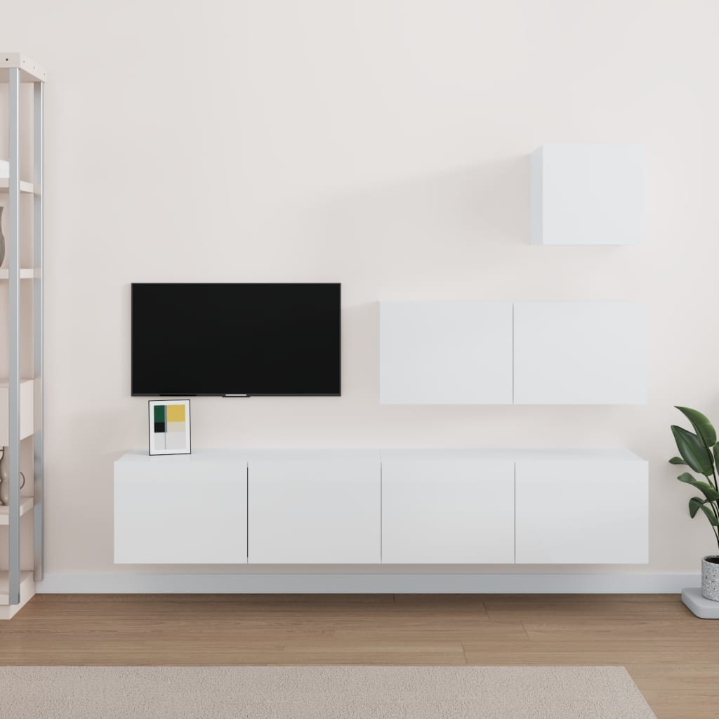 vidaXL 4dílný set TV skříněk bílý s vysokým leskem kompozitní dřevo