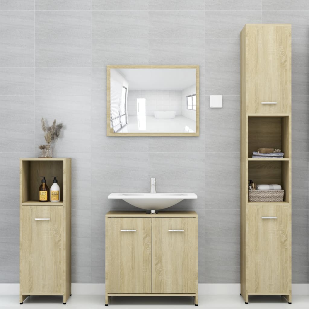 vidaXL 4dílný set koupelnového nábytku dub sonoma dřevotříska