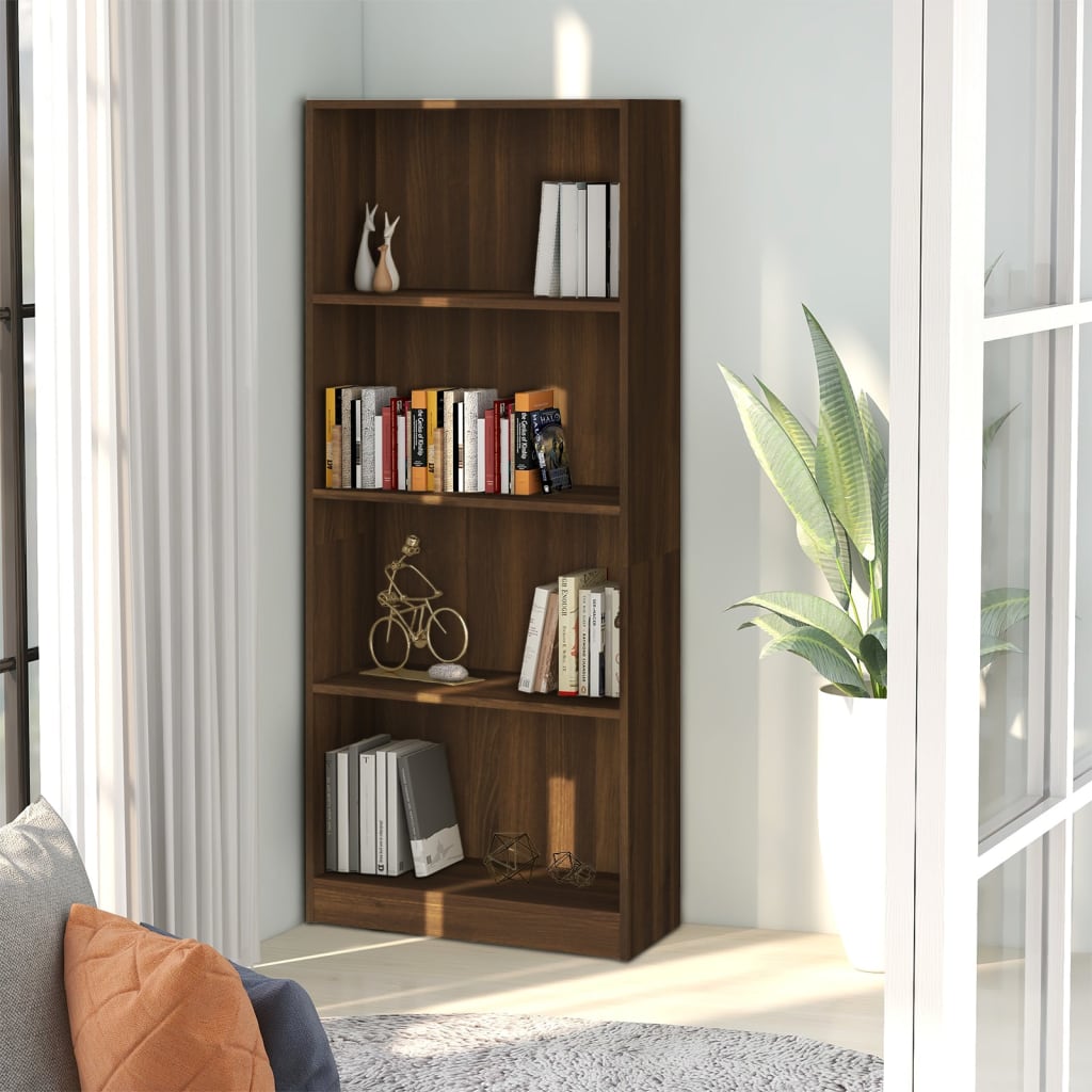vidaXL 4patrová knihovna hnědý dub 60 x 24 x 142 cm kompozitní dřevo