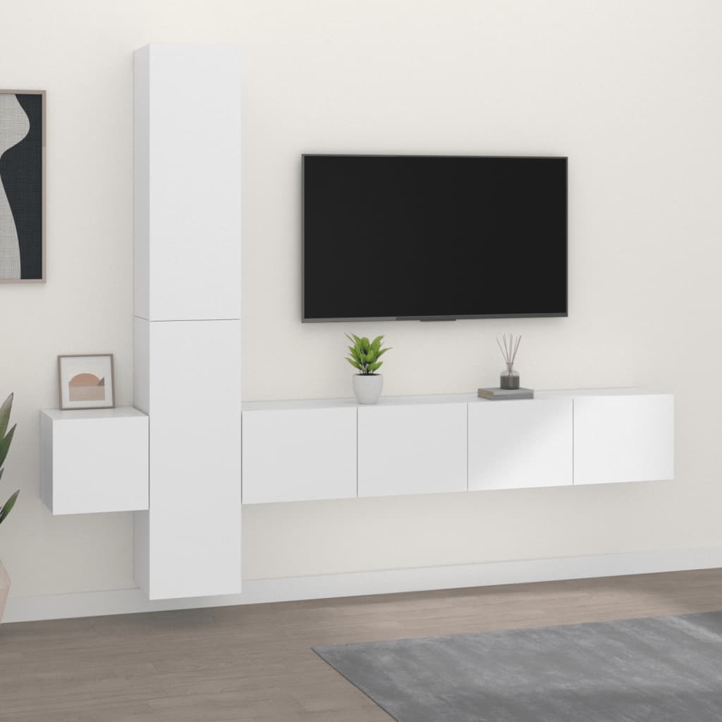 vidaXL 5dílný set TV skříněk bílý kompozitní dřevo