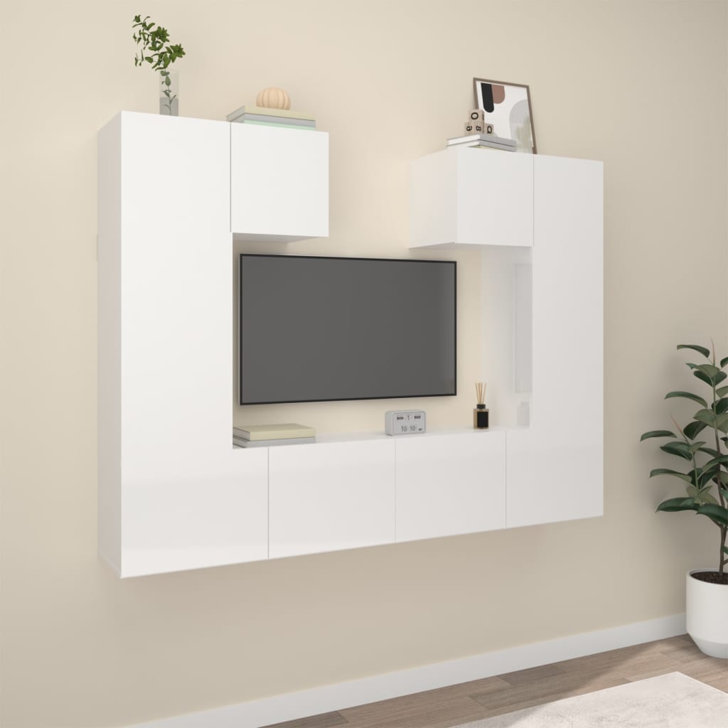 vidaXL 6dílný set TV skříněk bílý s vysokým leskem kompozitní dřevo