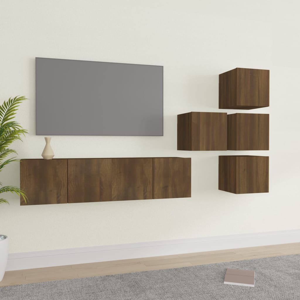 vidaXL 6dílný set TV skříněk hnědý dub kompozitní dřevo