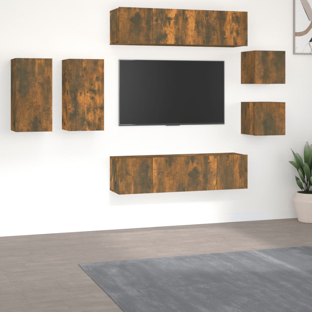 vidaXL 8dílný set TV skříněk kouřový dub kompozitní dřevo