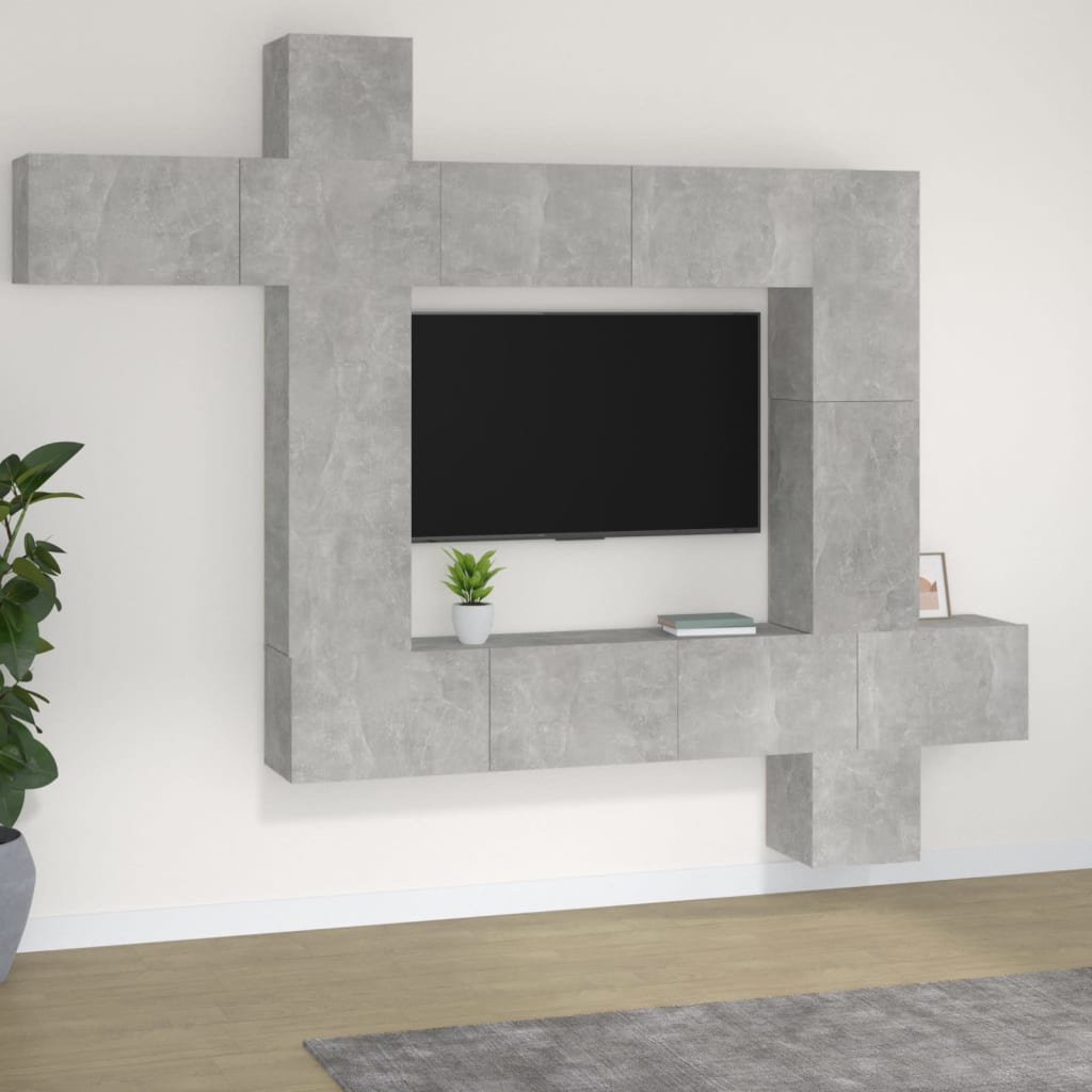 vidaXL 9dílný set TV skříněk betonově šedý kompozitní dřevo