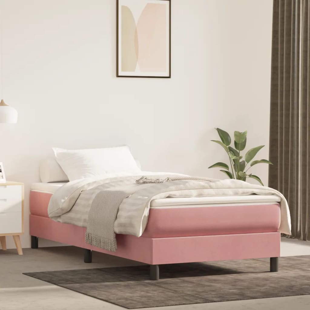 vidaXL Box spring postel růžová 100 x 200 cm samet