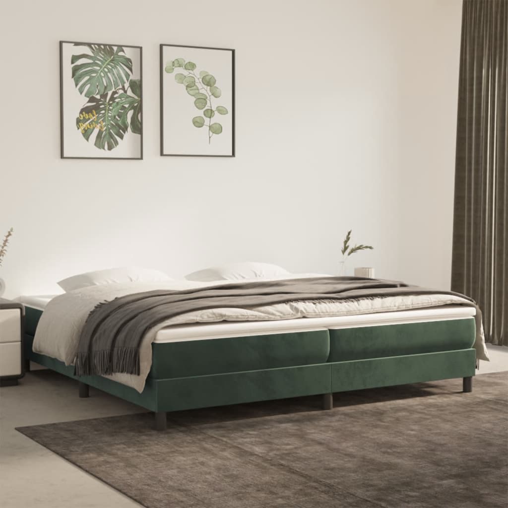 vidaXL Box spring postel tmavě zelená 200 x 200 cm samet