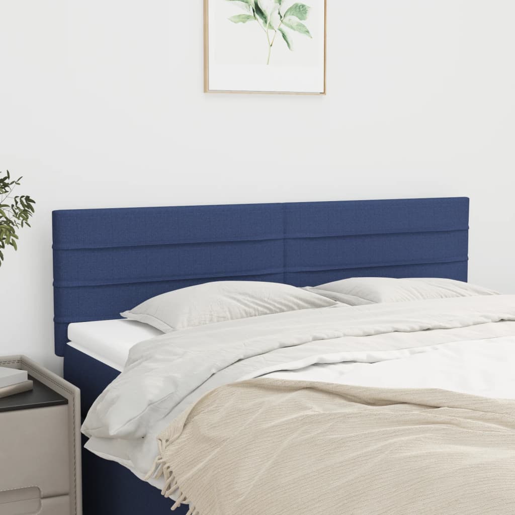 vidaXL Čela postele 2 ks modrá 72 x 5 x 78/88 cm textil