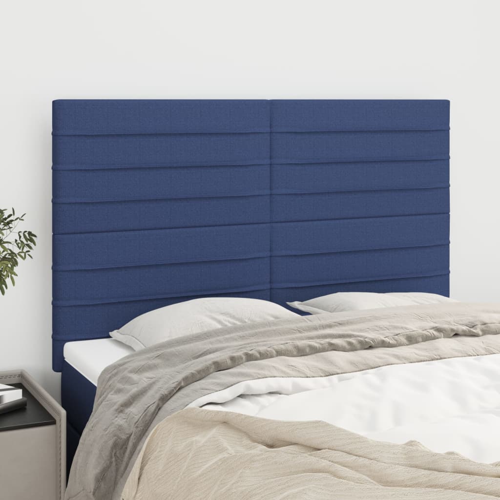 vidaXL Čela postele 4 ks modrá 72 x 5 x 78/88 cm textil