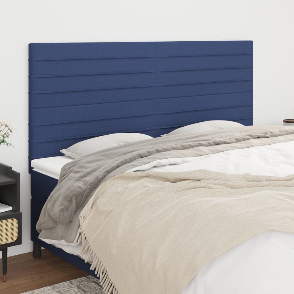 vidaXL Čelo postele 4 ks modré 90x5x78/88 cm textil