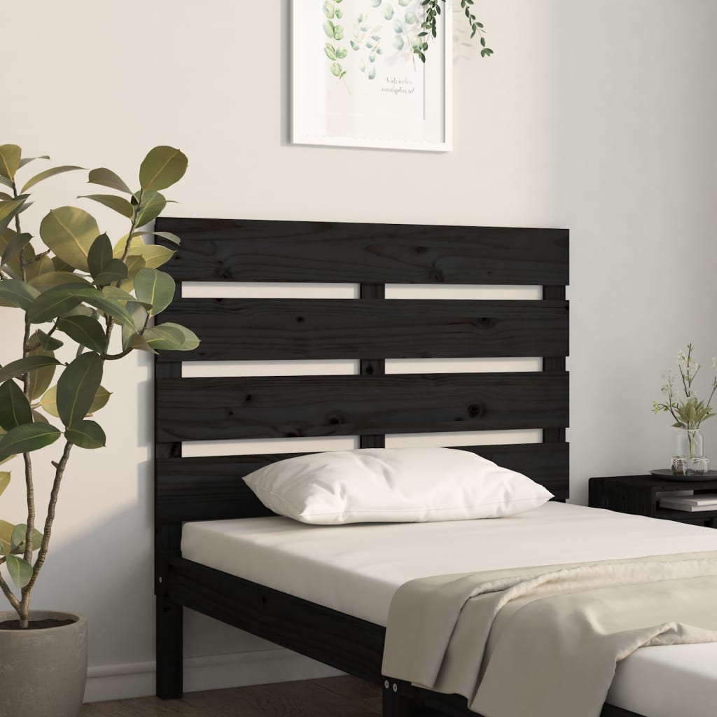 vidaXL Čelo postele černé 100 x 3 x 80 cm masivní borovice