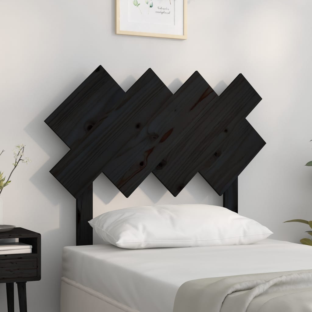 vidaXL Čelo postele černé 92 x 3 x 81 cm masivní borovice