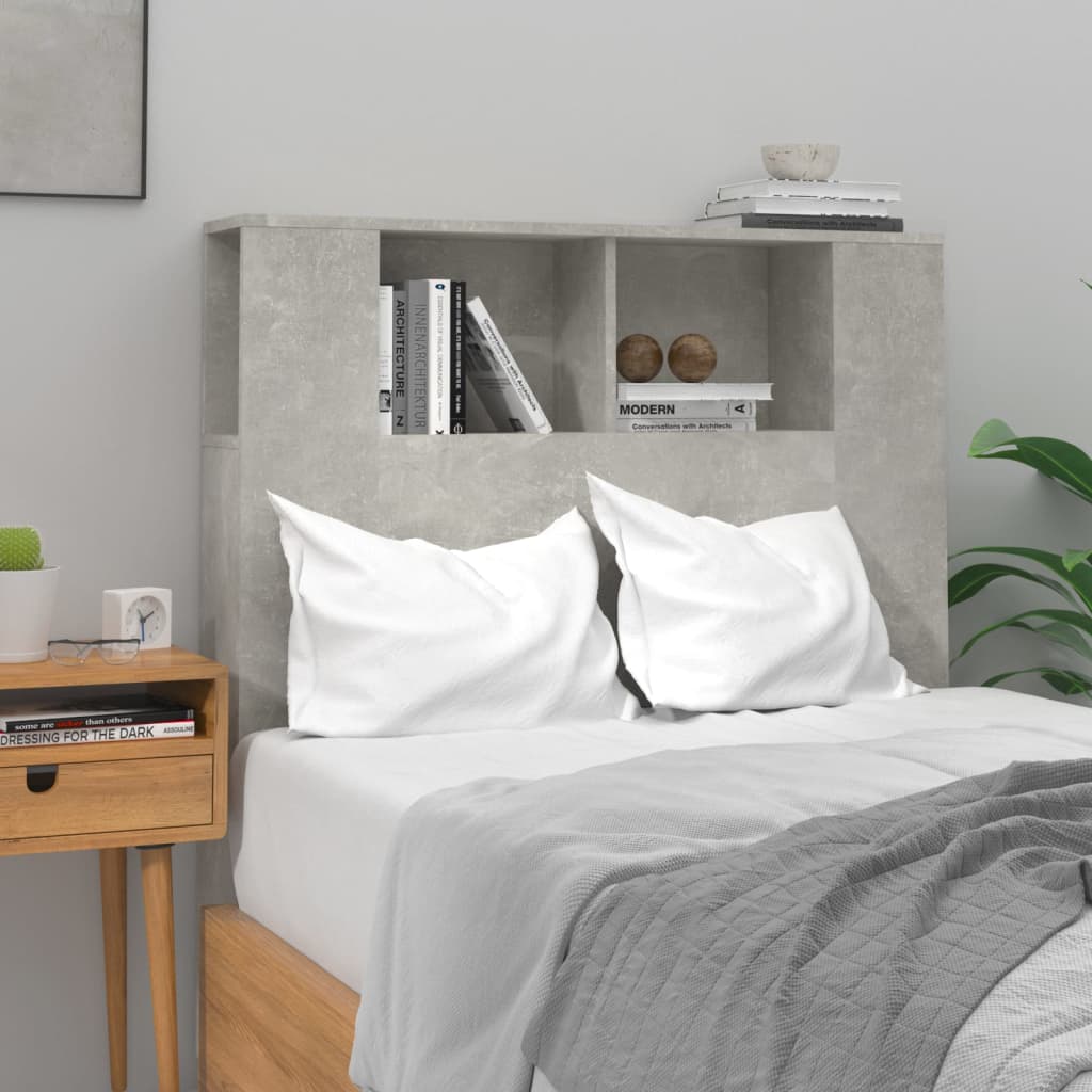 vidaXL Čelo postele s úložným prostorem betonově šedé 100x18