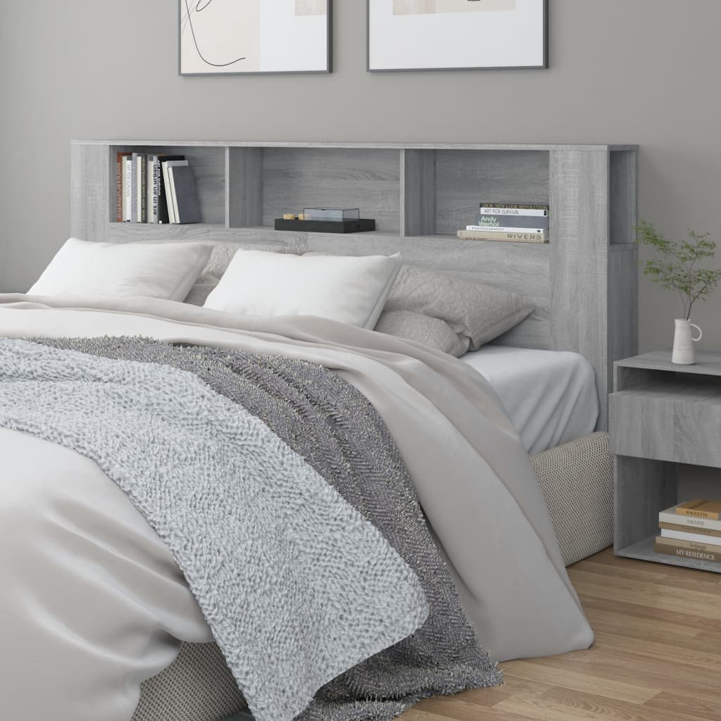 vidaXL Čelo postele s úložným prostorem šedé sonoma 200x18