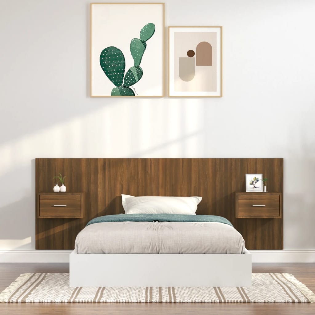 vidaXL Čelo postele se skříňkami hnědý dub kompozitní dřevo