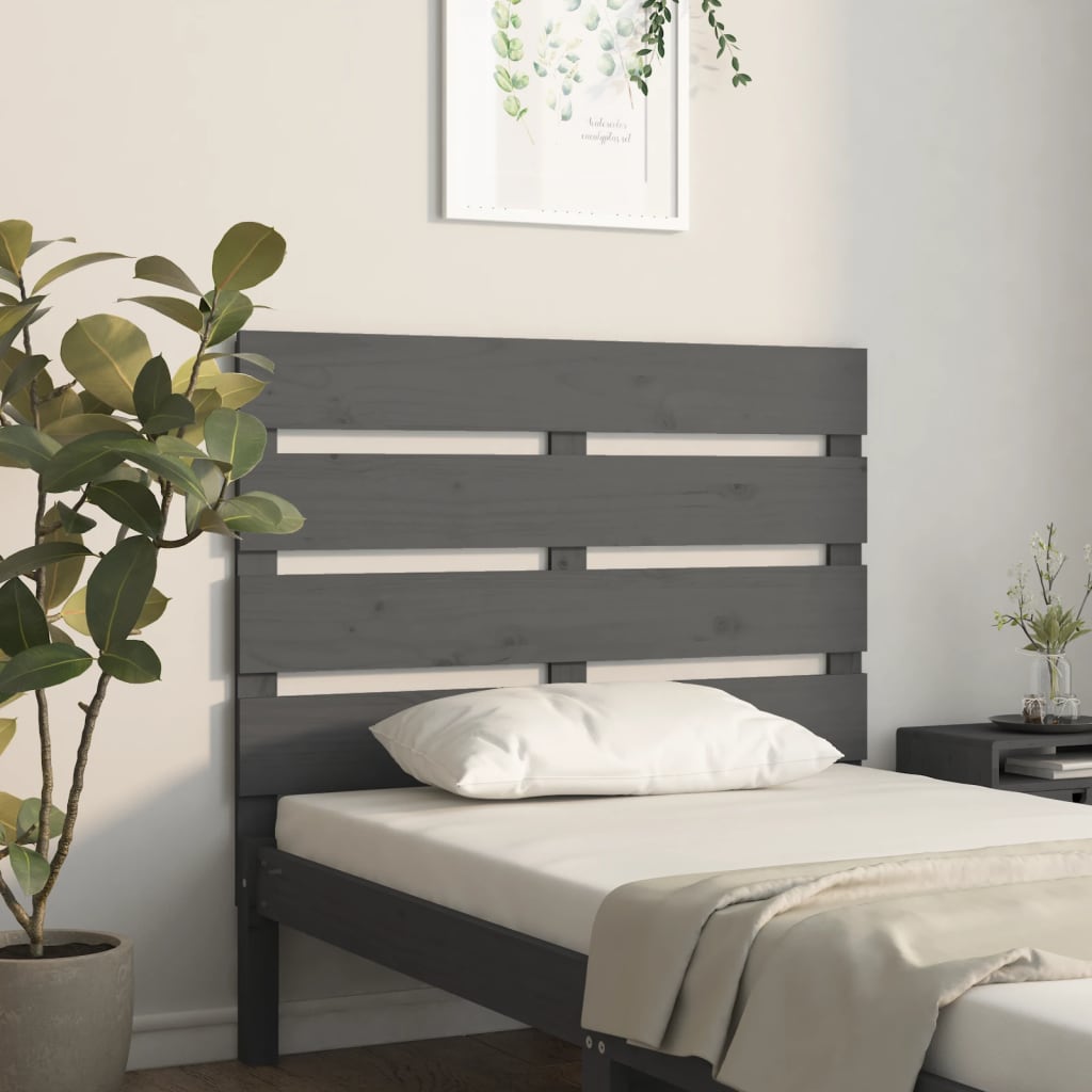 vidaXL Čelo postele šedé 100 x 3 x 80 cm masivní borovice