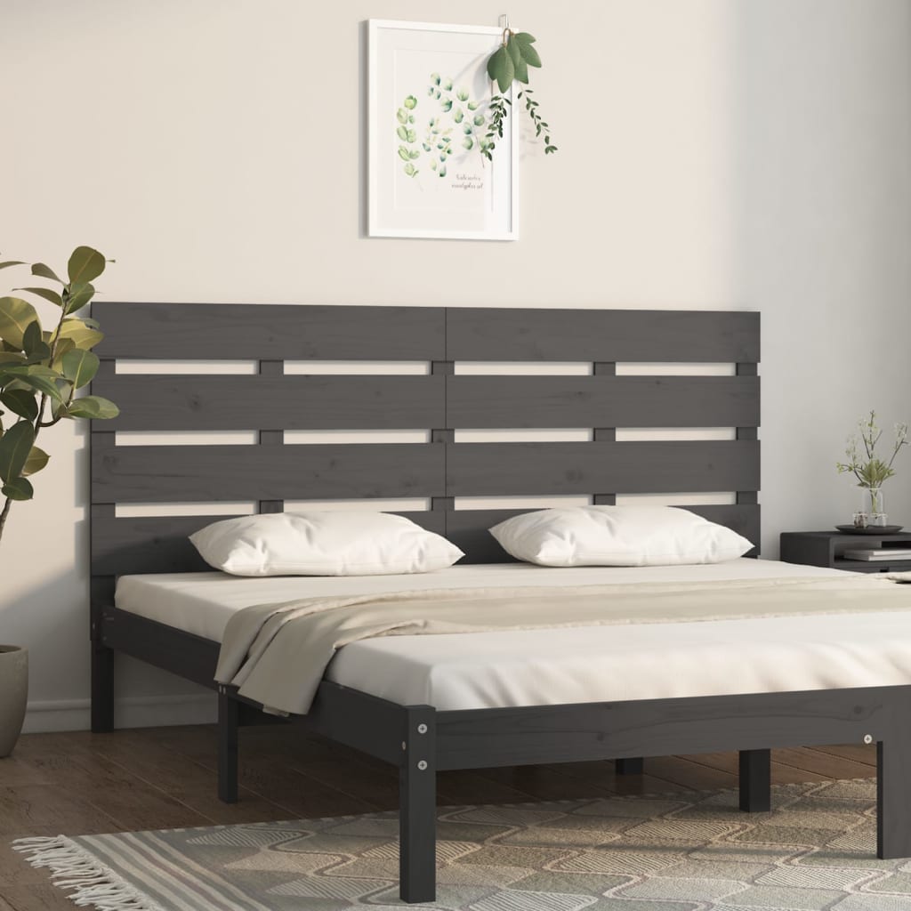 vidaXL Čelo postele šedé 160 x 3 x 80 cm masivní borovice