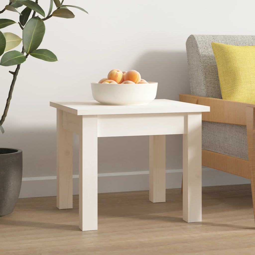 vidaXL Konferenční stolek bílý 35 x 35 x 30 cm masivní borové dřevo
