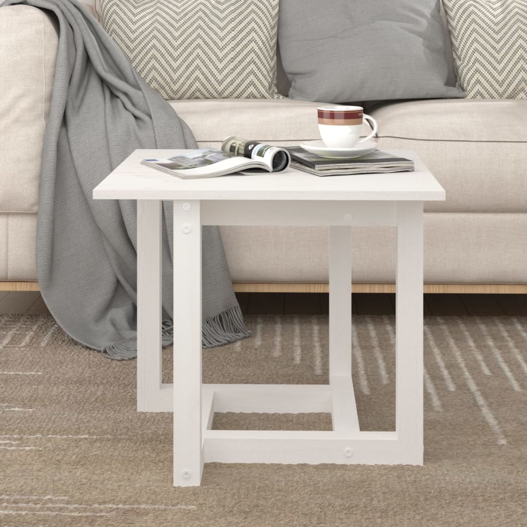 vidaXL Konferenční stolek bílý 50 x 50 x 45 cm masivní borové dřevo