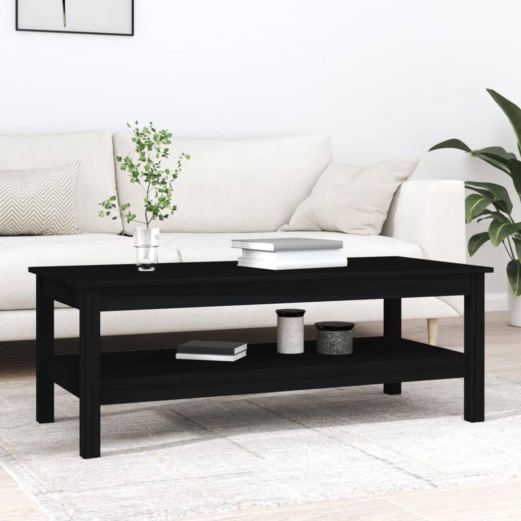 vidaXL Konferenční stolek černý 110 x 50 x 40 cm masivní borové dřevo