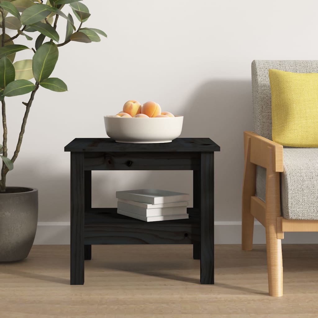 vidaXL Konferenční stolek černý 45 x 45 x 40 cm masivní borové dřevo